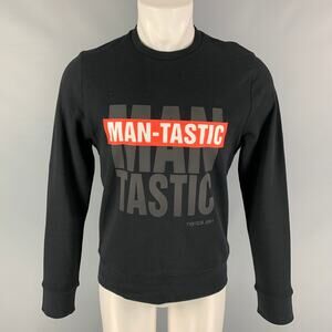 NEIL BARRETT Size S Black Red Man-Tastic Graphic Viscose Crew-Neck Sweatshirt